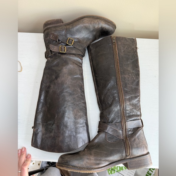 Hinge Distressed Devin Riding Boot Chocolate Brown Country Boho Cottagecore 9.5 - Picture 5 of 12